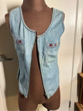 Collection B Light Blue Denim Vest with Zipper
